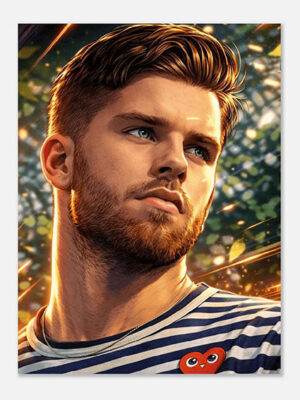 Comics-Art-Style-Frameless Personalized comic art style poster of a good-looking young man, custom comic illustration wall art print for modern home decor.