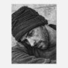 Personalized pencil drawing poster of a young man in thoughtful posture, custom realistic sketch wall art print for modern home decor.